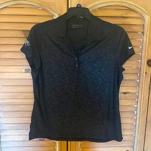 WMNs Nike golf tennis shirt sz XL black stretchy soft tone on tone pattern